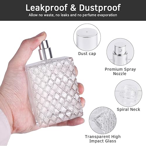 Miniatura 3 de Botellas de cristal del atomizador del perfume de 3.4 fl oz3.4oz, 2pcs botella de perfume vacía recargable atomizador, atomizador portátil del