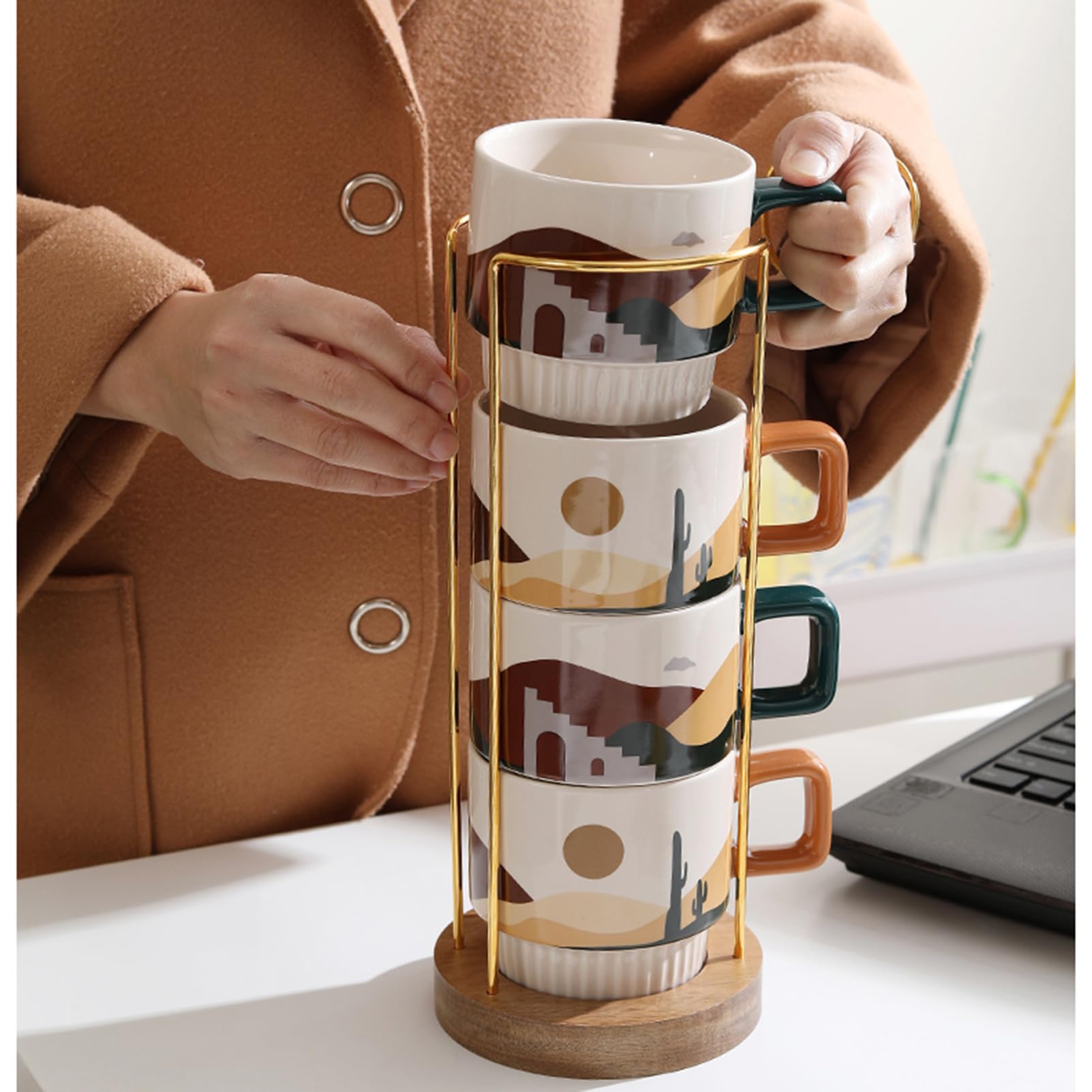 Gencywe Morandi Lot de 6 mini tasses à expresso en céramique de 150 ml avec poignée – Tasses à café demi-tasse en porcelaine de style moderne – passent au micro-ondes et au lave-vaisselle Gencywe Morandi Lot de 6 mini tasses à expresso en céramique de 150 ml avec poignée – Tasses à café demi-tasse en porcelaine de style moderne – passent au micro-ondes et au lave-vaisselle