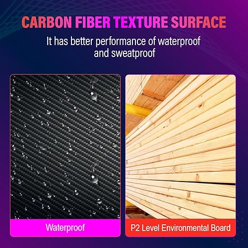 Miniatura 16 de PayLessHere Escritorio para juegos de 47 pulgadas, mesa de fibra de carbono, estación de trabajo Ultimate Gamer con soporte para tazas y gancho para