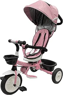Nadle Pink Steer and Stroll Kids Trike for 2 Years Old 4 in 1 Up to 55Lb, 10-inch Wheels - coolthings.us