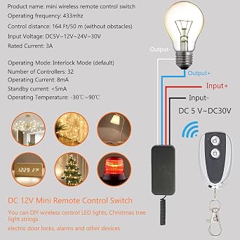 12V 3A Wireless Remote Switch Remote Light Switch