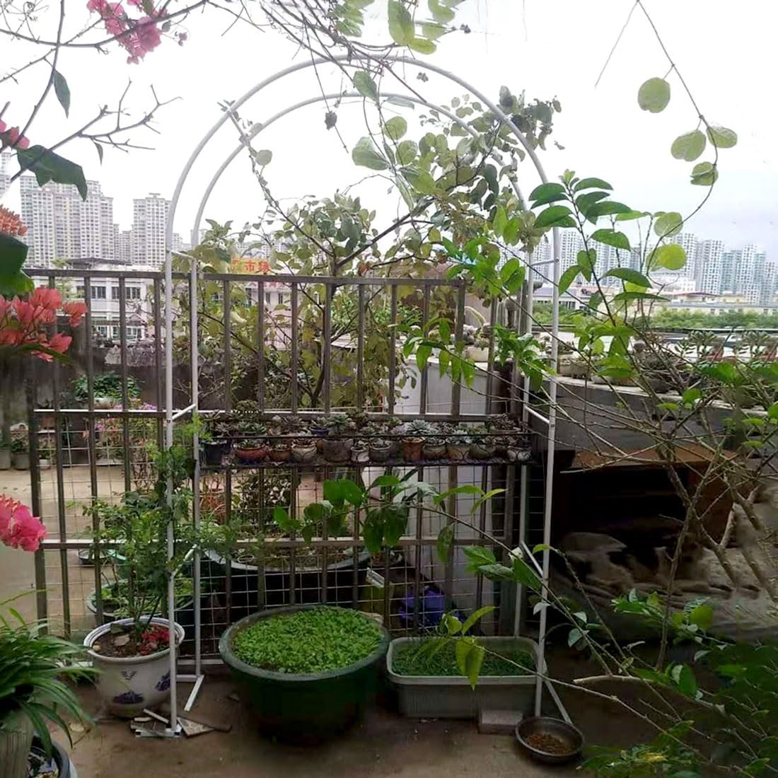 Generisch Weißer Metall-Gartenbogen - Verstellbare Rosenlaube/Pergola für Kletterpflanzen und Hochzeiten im Freien, 200-350 cm hoch x 80 cm breit, Robustes Gartenspalier.