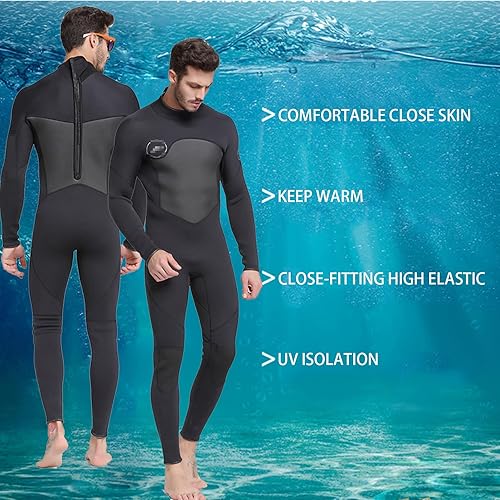 Miniatura 5 de Traje de neopreno de 0.118in para hombre, con cremallera trasera, traje de baño de una pieza, protector solar cálido, antimedusas, para surf, buceo,