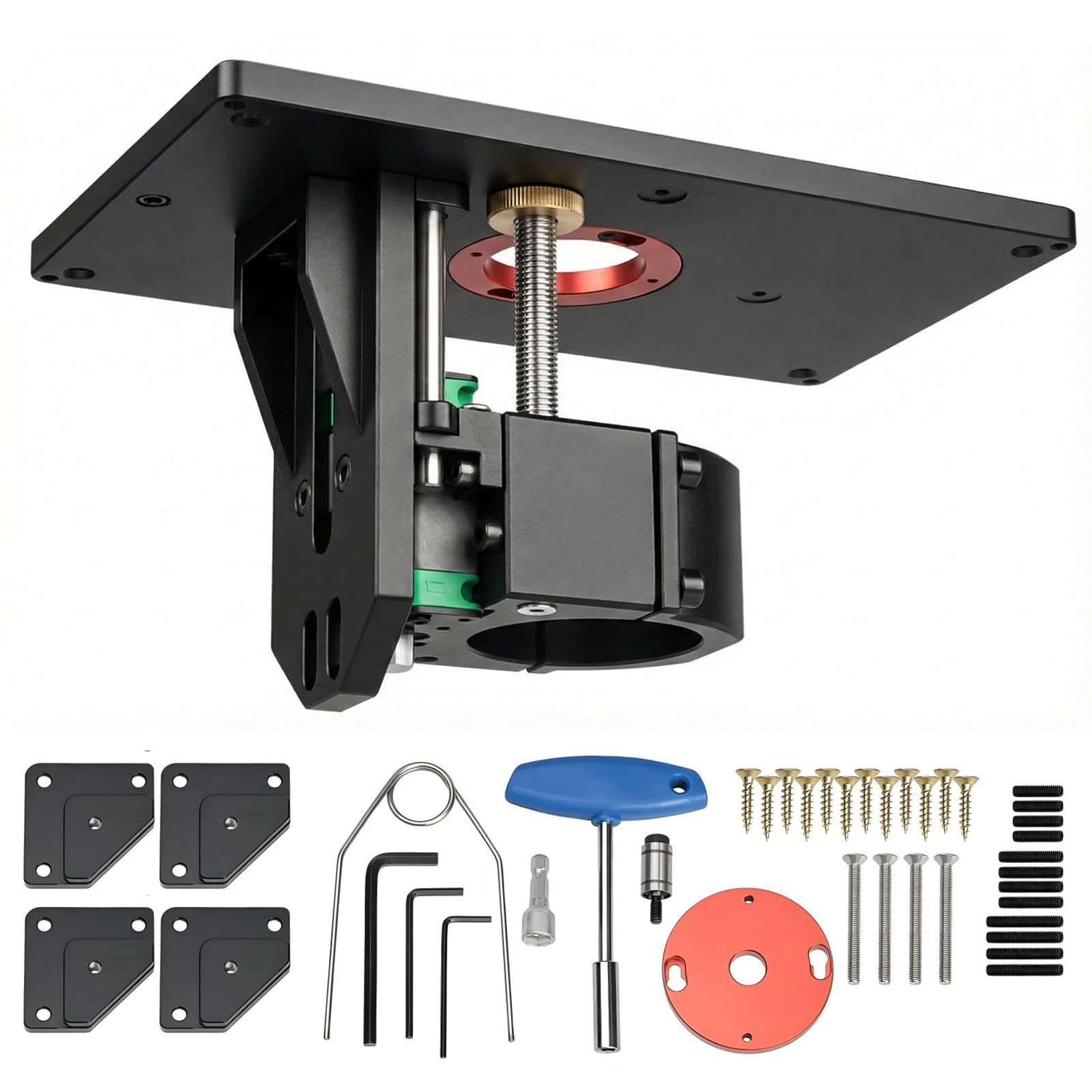 Piastre Inserto Banco Fresa Set,Kit di sollevamento per router,tavola elevatrice per fresatrice,Tabella di sollevamento del router con l'ascensore fisso della base, Adatto per lavorazione del legno