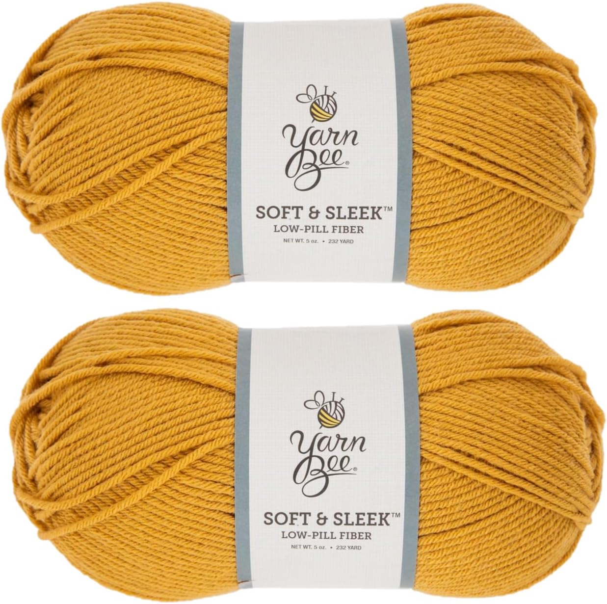 Hobby Lobby Yarn Bee Soft & Sleek Yarn, 710 Mustard, Set of 2