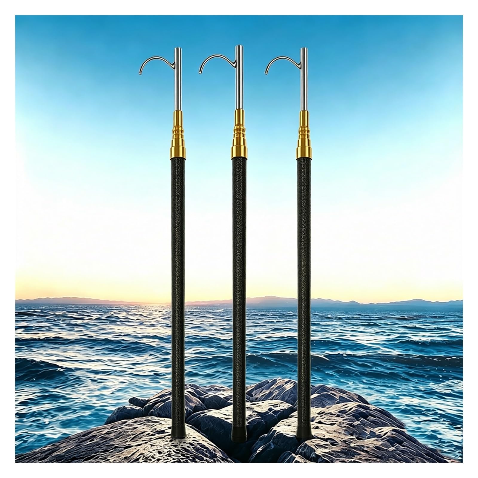DJPHOFS 1 2 3 Pack Telescopic Pole with Hook, Boat Hook for Docking with Telescoping Extension Pole, Heavy Duty Dock Rods for Boat Docking Marine-grade(3pack,39.4ft/12m)