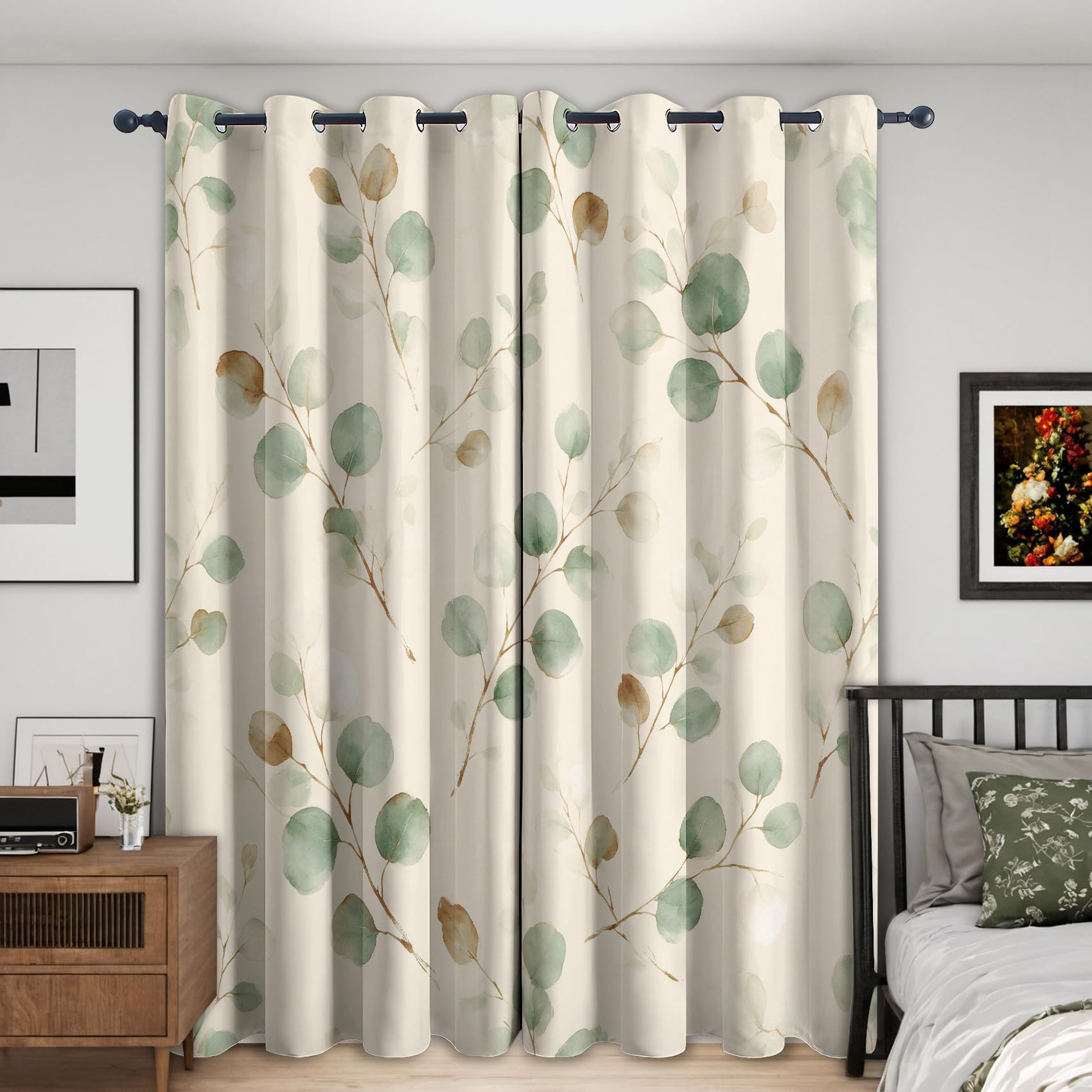 Eucalyptus Leaves Blackout Curtains 46x54 Inch 2 Panels — image 1