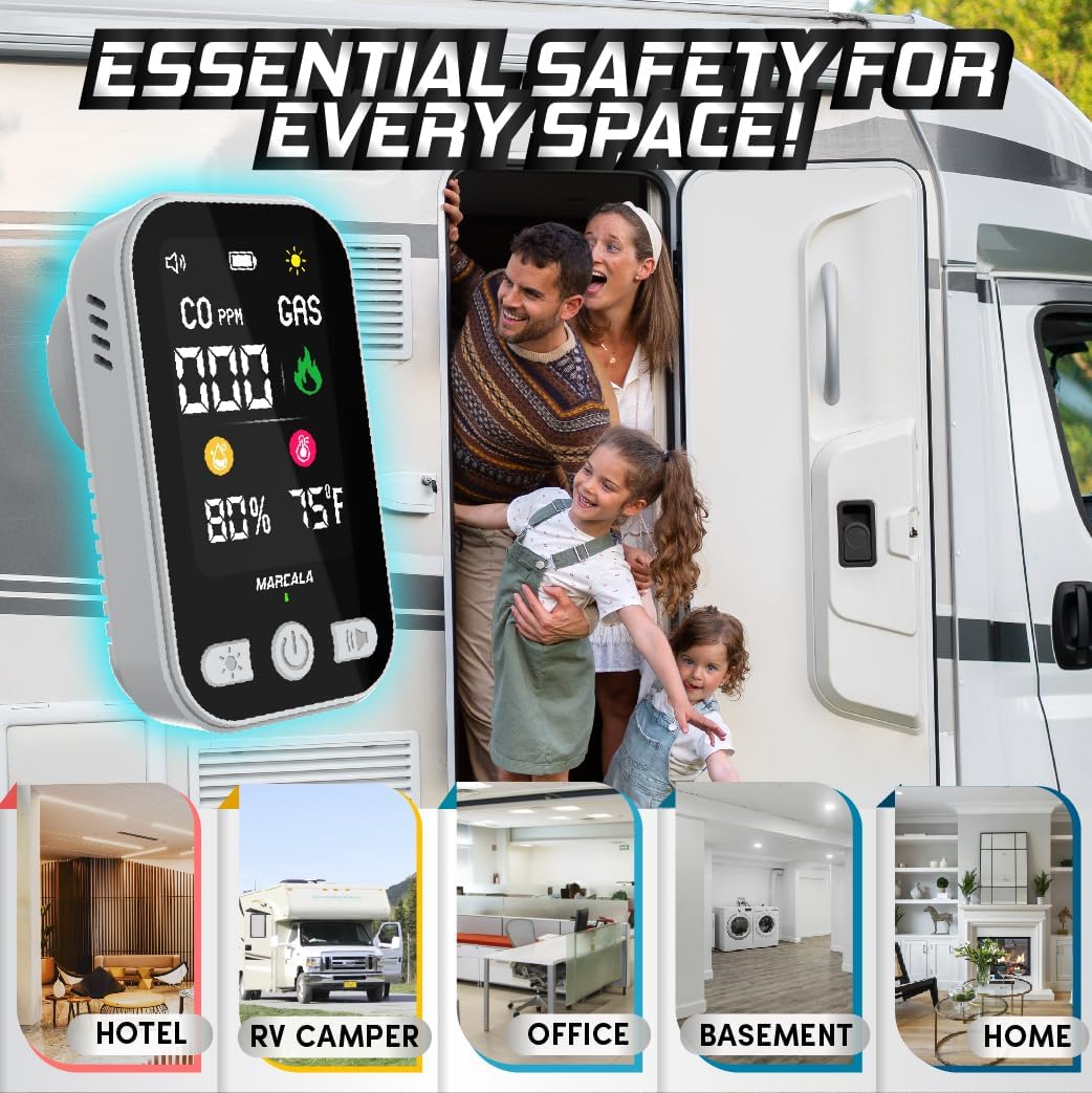 MARCALA 2026 1-Pack Travel Carbon Monoxide Detector | Carbon Monoxide Detectors Portable | Carbon Monoxide and Gas Detectors | Wall Plug-in & Battery for Power Outage | Temp, Humidity, Gas & CO Alarm! - Image 7