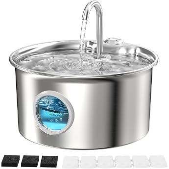 Stainless Steel Cat Fountain with 6 Filters + 3 Sponges