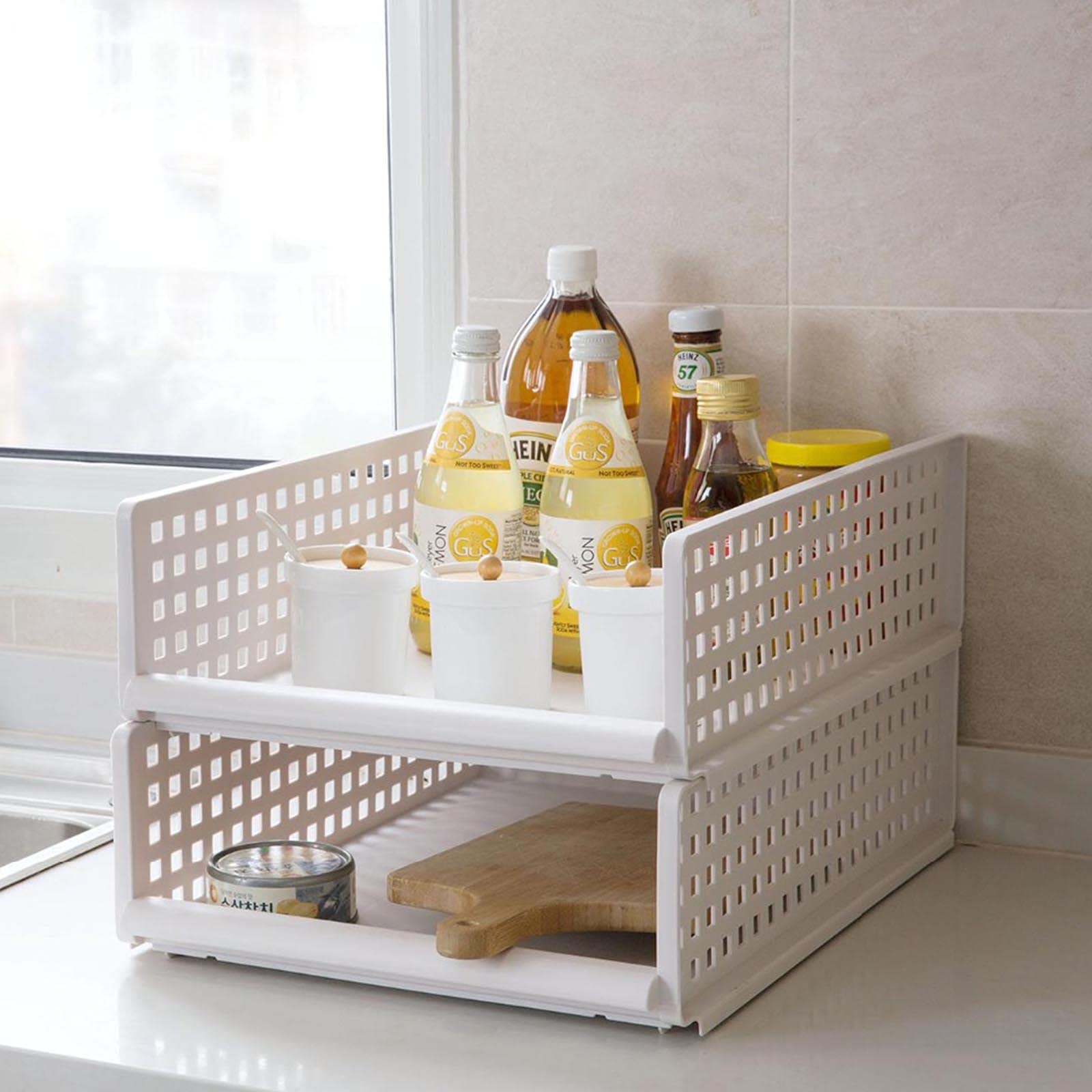 HB1 Armoire de Rangement Artefact Ménage Empilable Panier de Rangement de Vêtements pour Collations Légumes Séparateur en Couches Articles Divers Organisateur de Maison