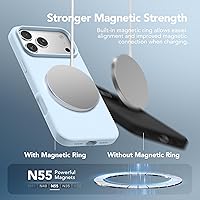 Vista 1417 de GONEZ Funda de silicona para iPhone 15 Pro Max, compatible con Magsafe, protector de cámara + protector de pantalla, forro de microfibra suave Negro