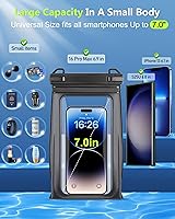 Vista 2 de Bolsa impermeable flotante para teléfono, [espacio expandible] IPX8 Bolsa seca impermeable para iPhone 16 15 14 13 Pro Max Samsung S25 S24 S23