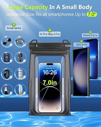 Miniatura 2 de Bolsa impermeable flotante para teléfono, espacio expandible IPX8 Bolsa seca impermeable para iPhone 16 15 14 13 Pro Max Samsung S25 S24 S23 Google