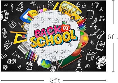 Miniatura 3 de MEHOFOND Telón de fondo de 8 x 6 pies para el regreso a clases, para estudiantes, profesores, pizarra para aula, bienvenida, regreso a la escuela,