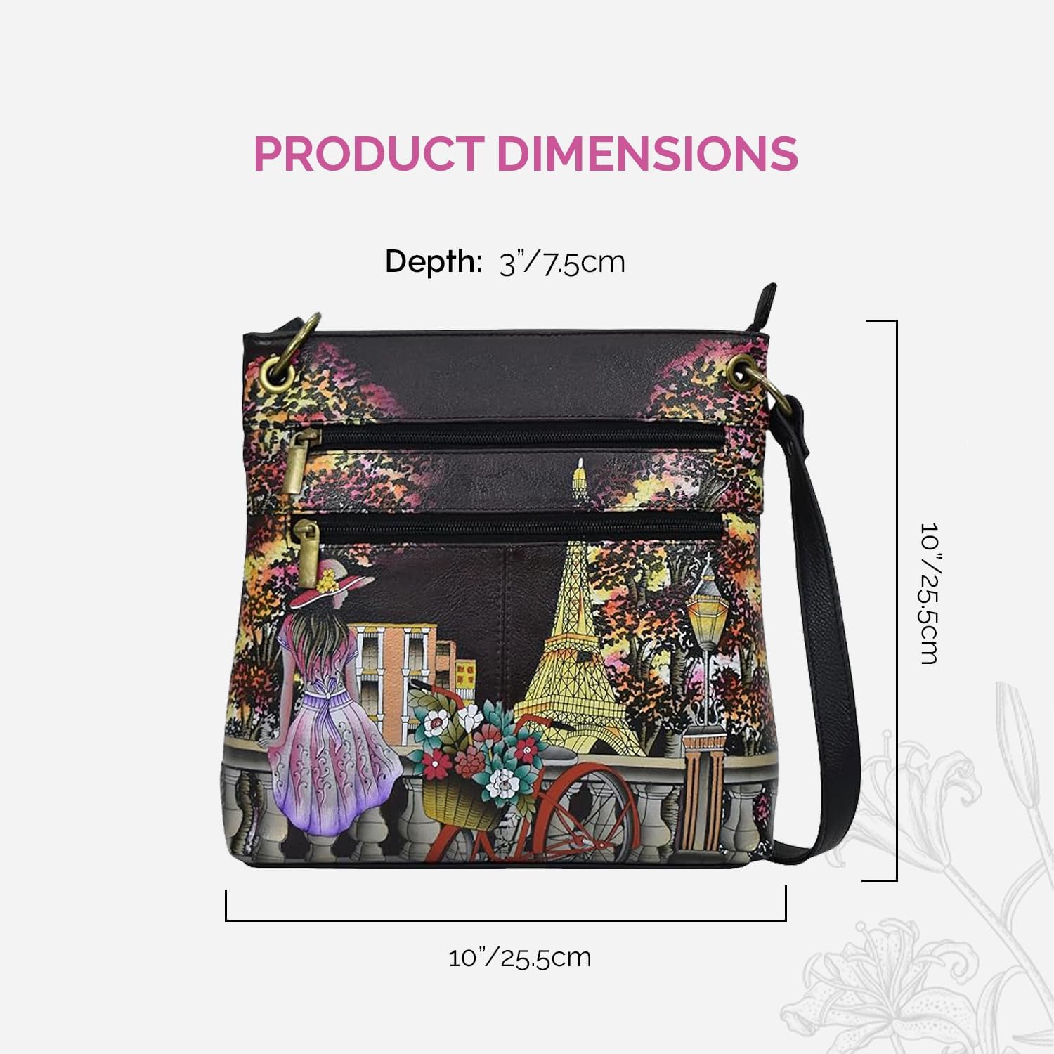 Anna by Anuschka Women's Hand-Painted Genuine Leather Medium Crossbody - Image 6