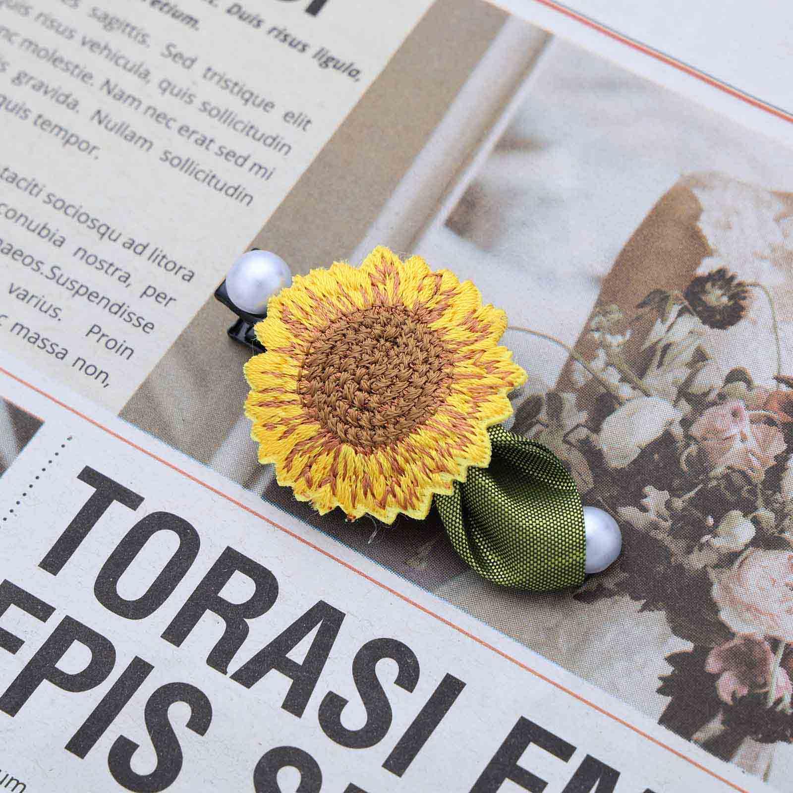 Sunflower Hair accessory with French clip Sunflower Hair Clip(small) - Buy on Upcycleluxe main image 3