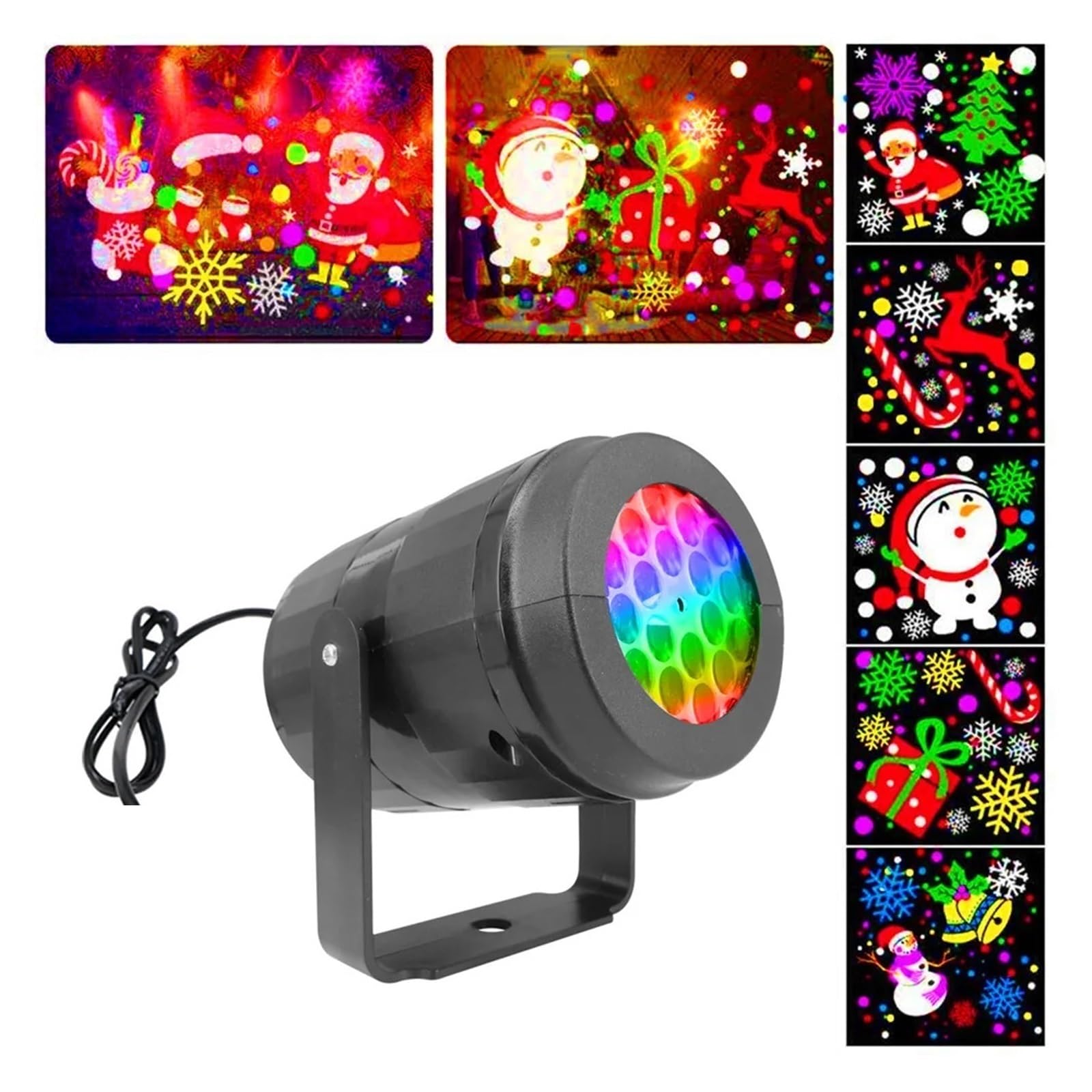 proyector de luz, Lámpara LED navideña con 16 patrones, giratoria 360°, for fiestas, decoración, iluminación interior y exterior