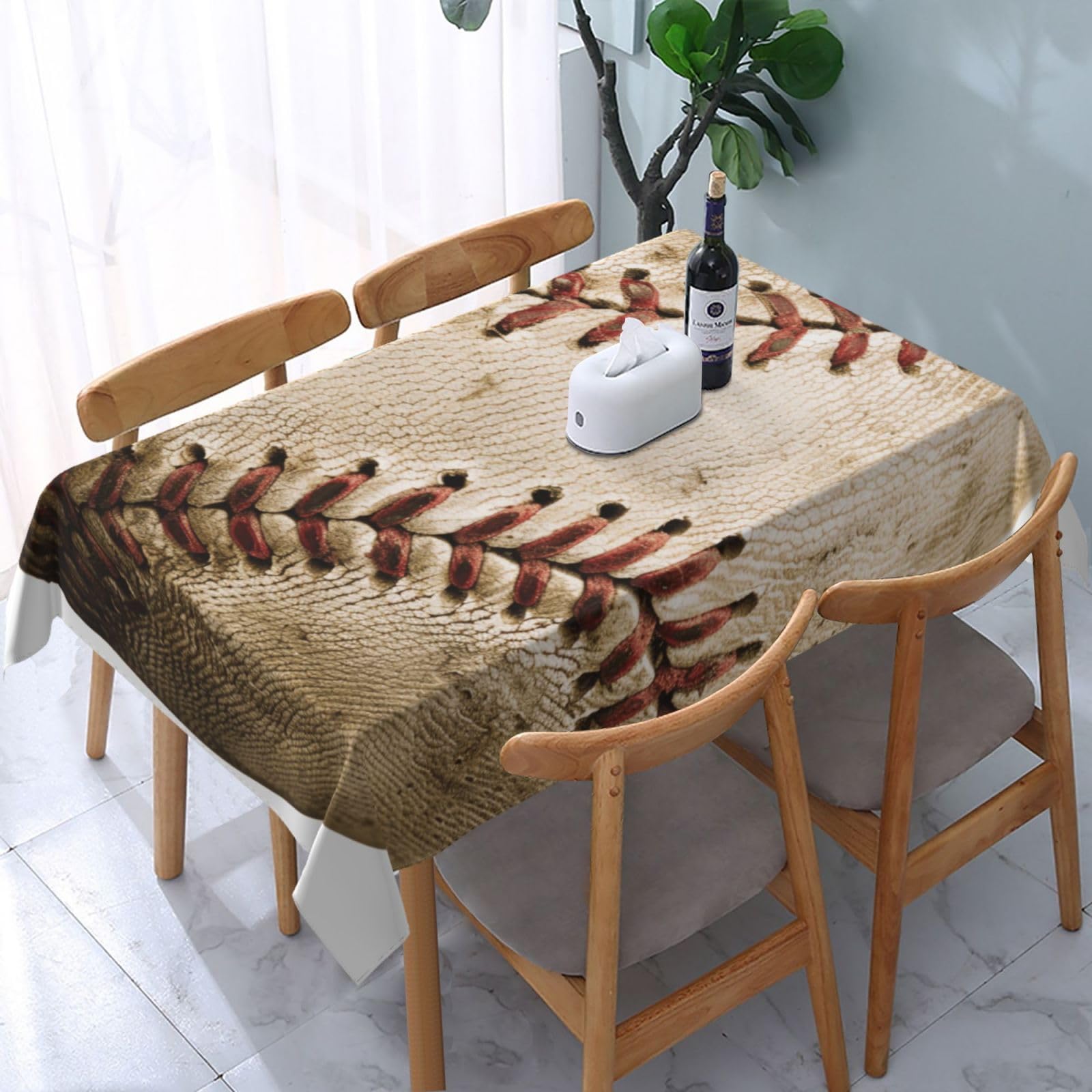 WPKJU Baseball 1 Printed Tablecloth Water Resistant Table Cover Washable Rectangle Table Cloth for Tables 54x72 in