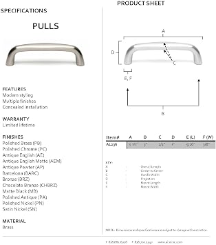 Alno A1236-CHBRZ Pulls Modern Pulls, Bronze