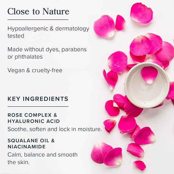 HERITAGE STORE Rosewater Face Moisturizer - Soothing Gel Moisturizer with Rose Complex, Niacinamide and Hyaluronic Acid - Dry to Combination Skin Care - Hypoallergenic, Vegan, 2oz