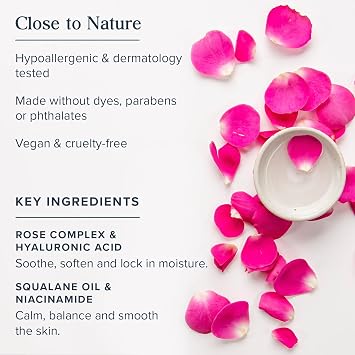 HERITAGE STORE Rosewater Face Moisturizer - Soothing Gel Moisturizer with Rose Complex, Niacinamide and Hyaluronic Acid - Dry to Combination Skin Care - Hypoallergenic, Vegan, 2oz