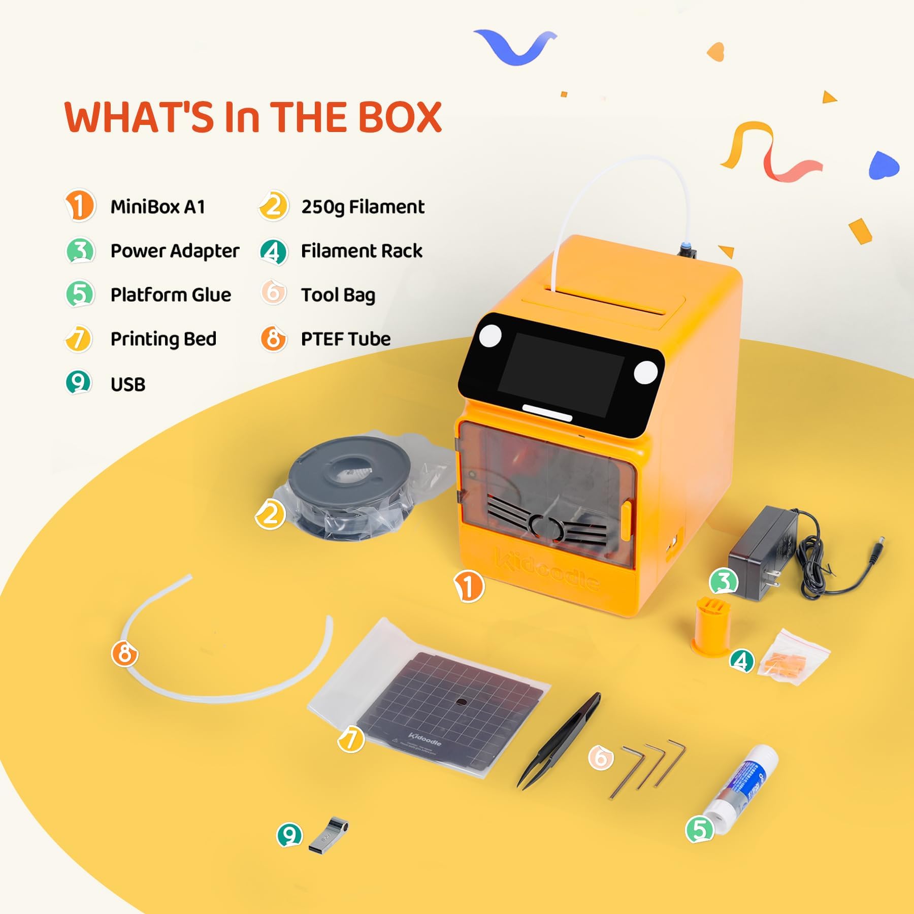 Kidoodle 3D Drucker Kinder - Mini 3D Drucker, Safe for Children STEM Learning Mate, Wi-Fi & App Control, Weekly Update Toy Library, Touch Screen, Toy 3D Printer, Easy Setting/One Click to Print