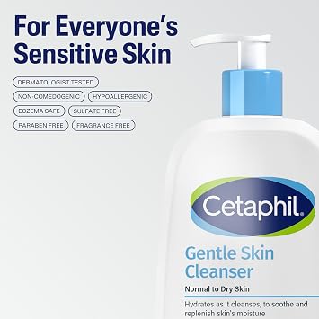 Cetaphil Gentle Cleanser, Hydrating Face & Body Wash, Sensitive, 8oz, 3ct