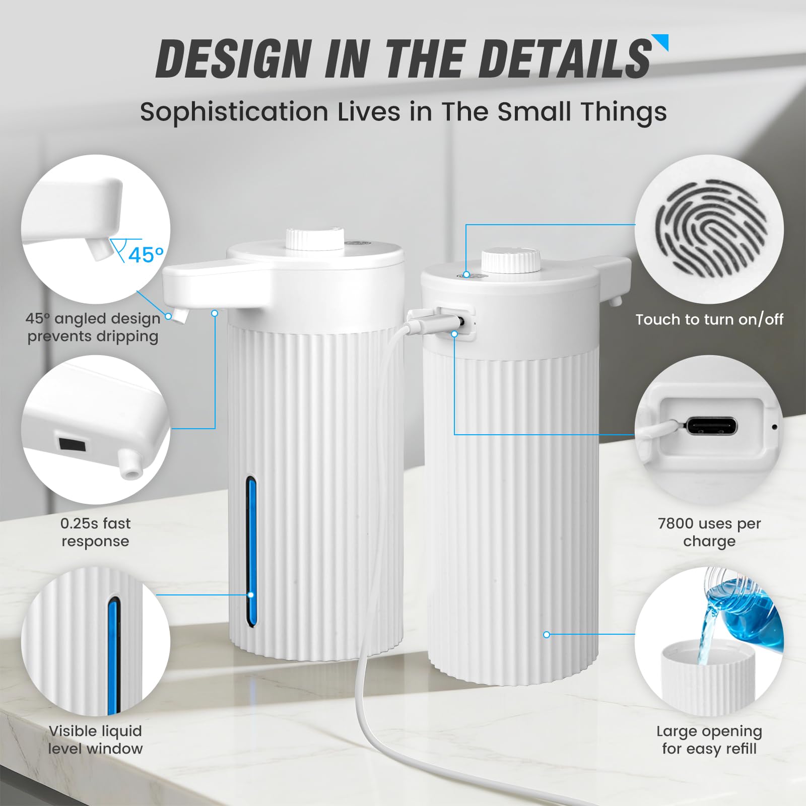 Blancel Dispenser automatico di sapone liquido ricaricabile Touchless Pompa