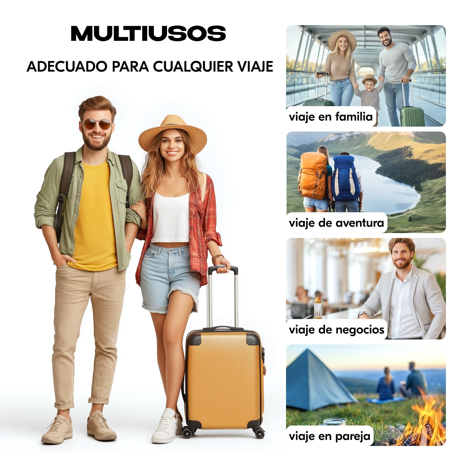 Organizador Maleta - Bolsas Compresión Viaje - Bolsas Organizadoras Maleta - Packing Cubes Travel Essentials - Accesorios viaje Regalo Para Viajeros (Negro)