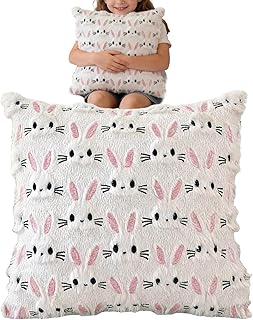イースターピローカバー,約46cm×46cm ふわふわ イースターバニー クッションカバー,ウサギ 枕 カバー - ソファ、クッション、椅子、ベッド、リビングルーム、パティオ、子供部屋、家庭、車、休日、春の装飾用アイテム