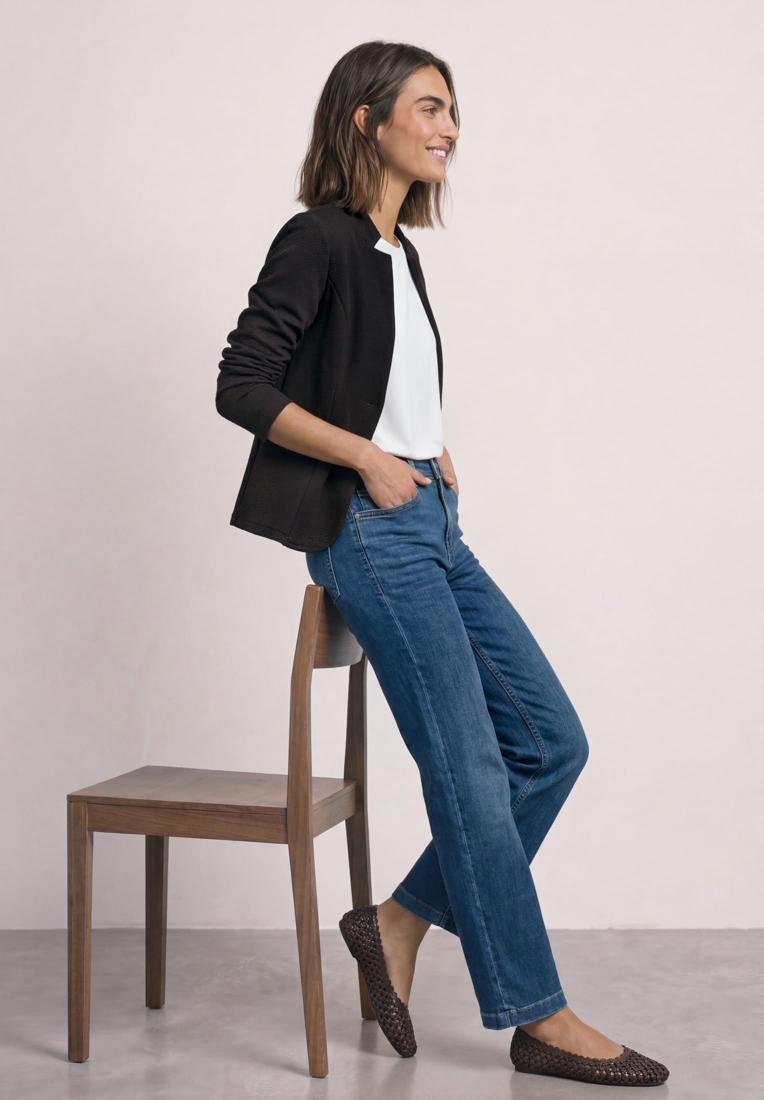 Damen Blazer mit Reverskragen und Struktur