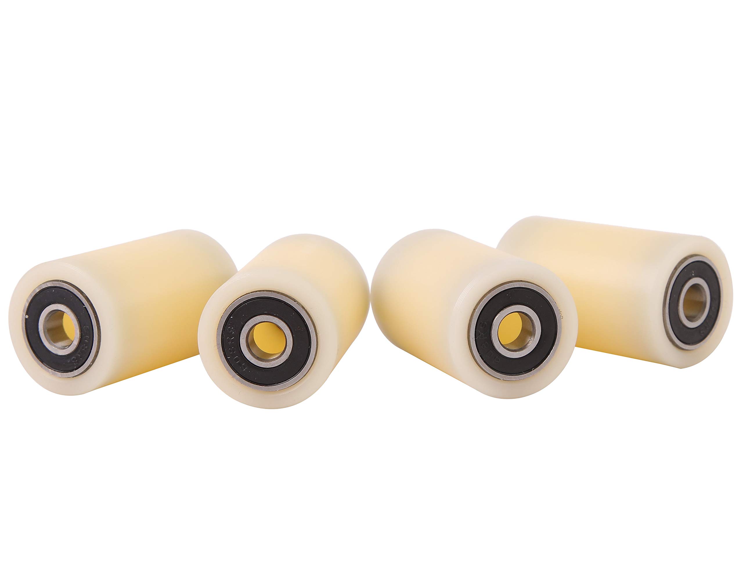 Lot de 4 rouleaux en nylon de 30 mm de diamètre, 50 mm de large, roulement de 8 mm, usinés avec précision dans l'UE (30-50-8).