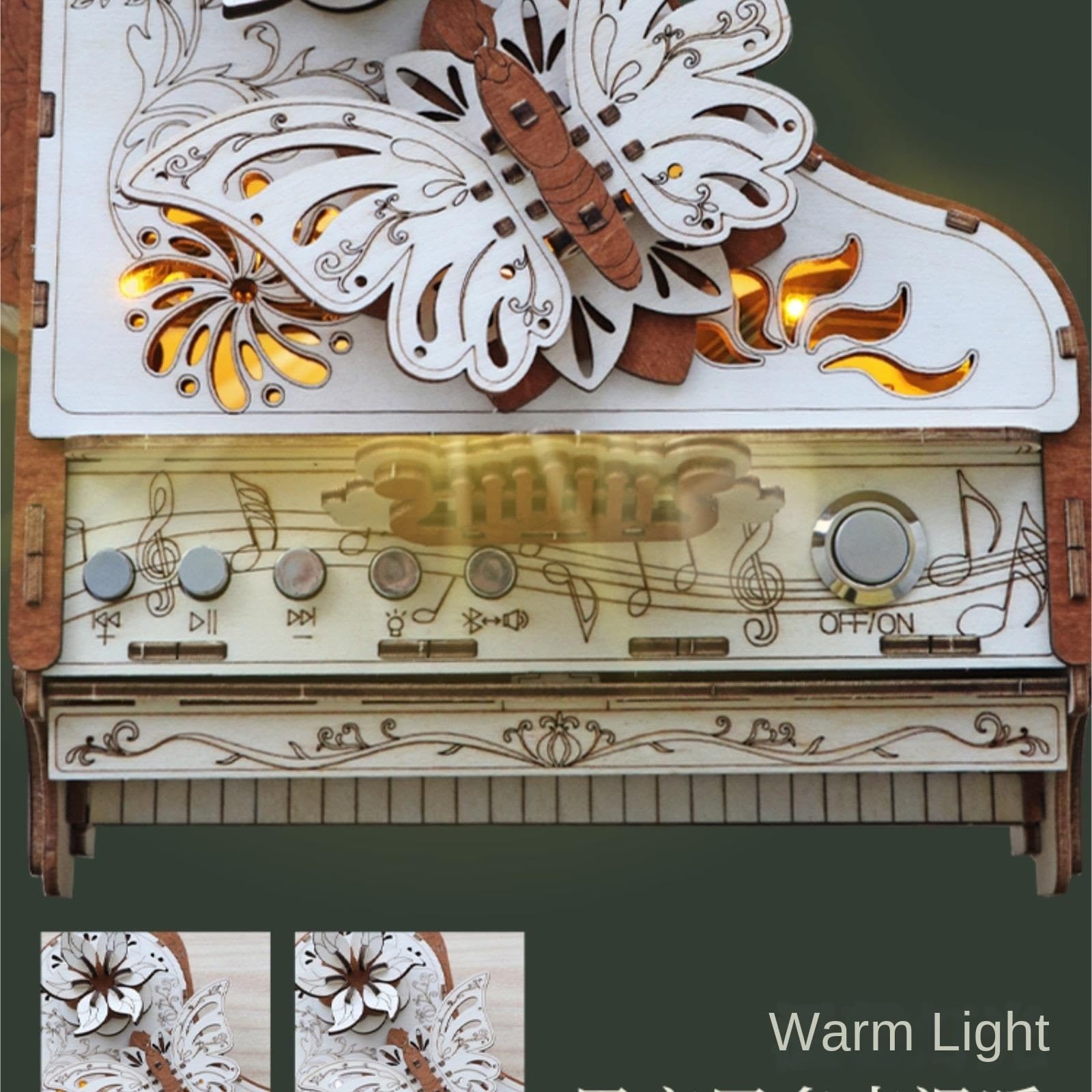Caja De Música Decorativa Caja De Música Piano Creativa Madera Hecha A Mano con Fonógrafo Y Conexión Bluetooth Recuerdo Musical