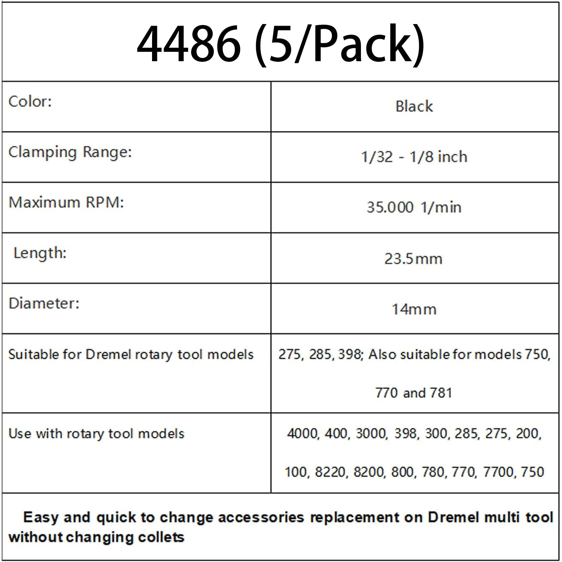 Dremel Chuck - 5 Pack Quick Change Keyless -7