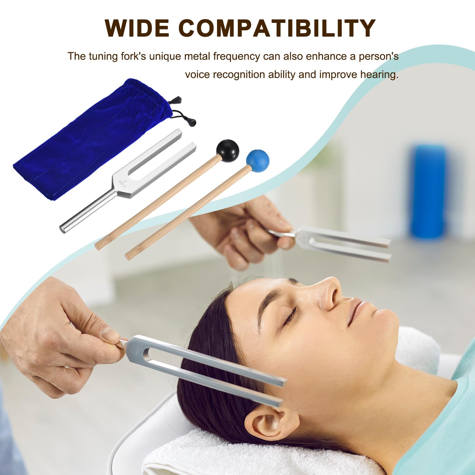 QUARKZMAN Stimmgabel Set 9Stk Stimmgabel Aluminium Legierung für Instrumente Peozess Yoga Klangtest Stimmgabel Werkzeug Set Silber mit Gummi Schlägel und Tasche