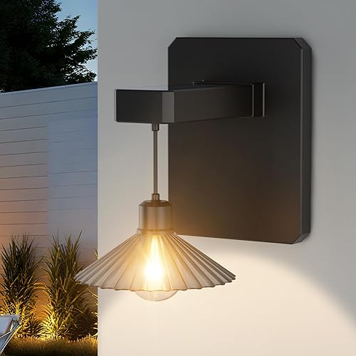 Miniatura 8 de Lámpara de pared solar para exteriores con bombilla de montaje en pared del atardecer al amanecer, antioxidante, impermeable, linterna colgante de