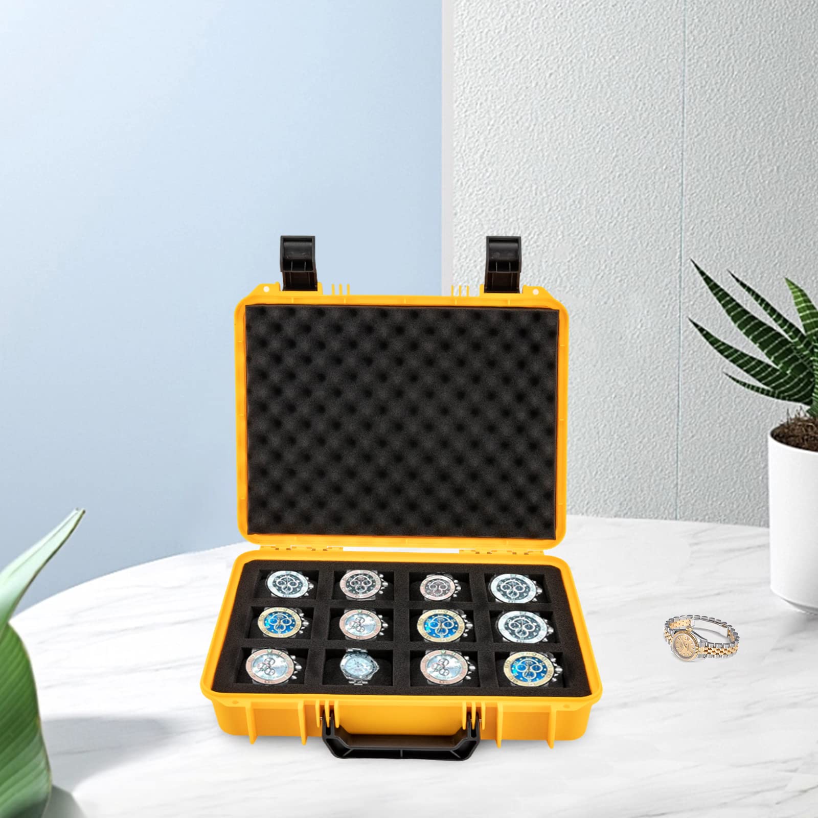 CHUOZI Watch Organizer, Storage Box,12 Slots Suitcase Plastic Bracket Durable Tools (Blue)