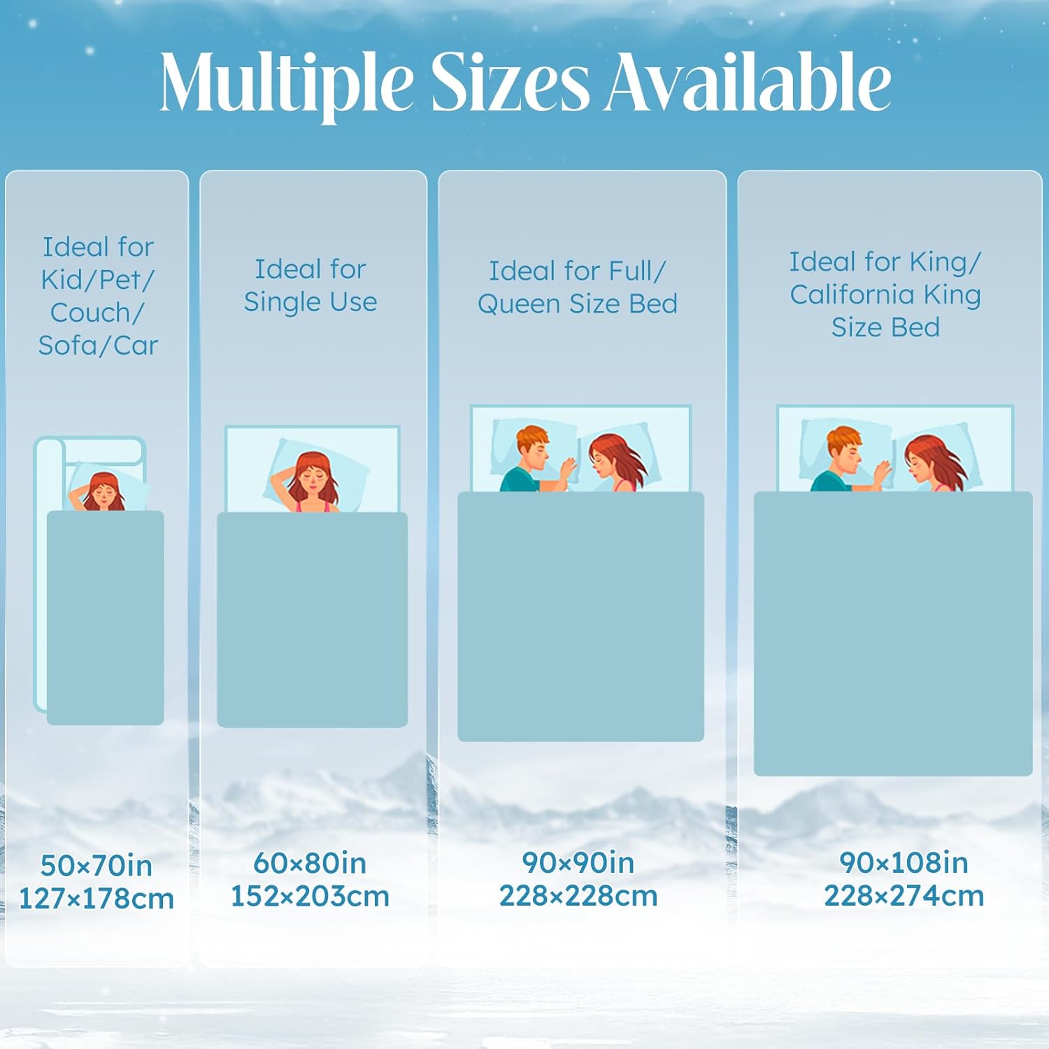 OIGAE Cooling Blanket for Hot Sleepers – Thin Summer Cooling Blanket Queen Size, Q-Max >0.5 Lightweight Cooling Throw Blanket for Bed, Couch, or Sofa – Snowflake Cool Blankets, (Blue, 90" x 90")