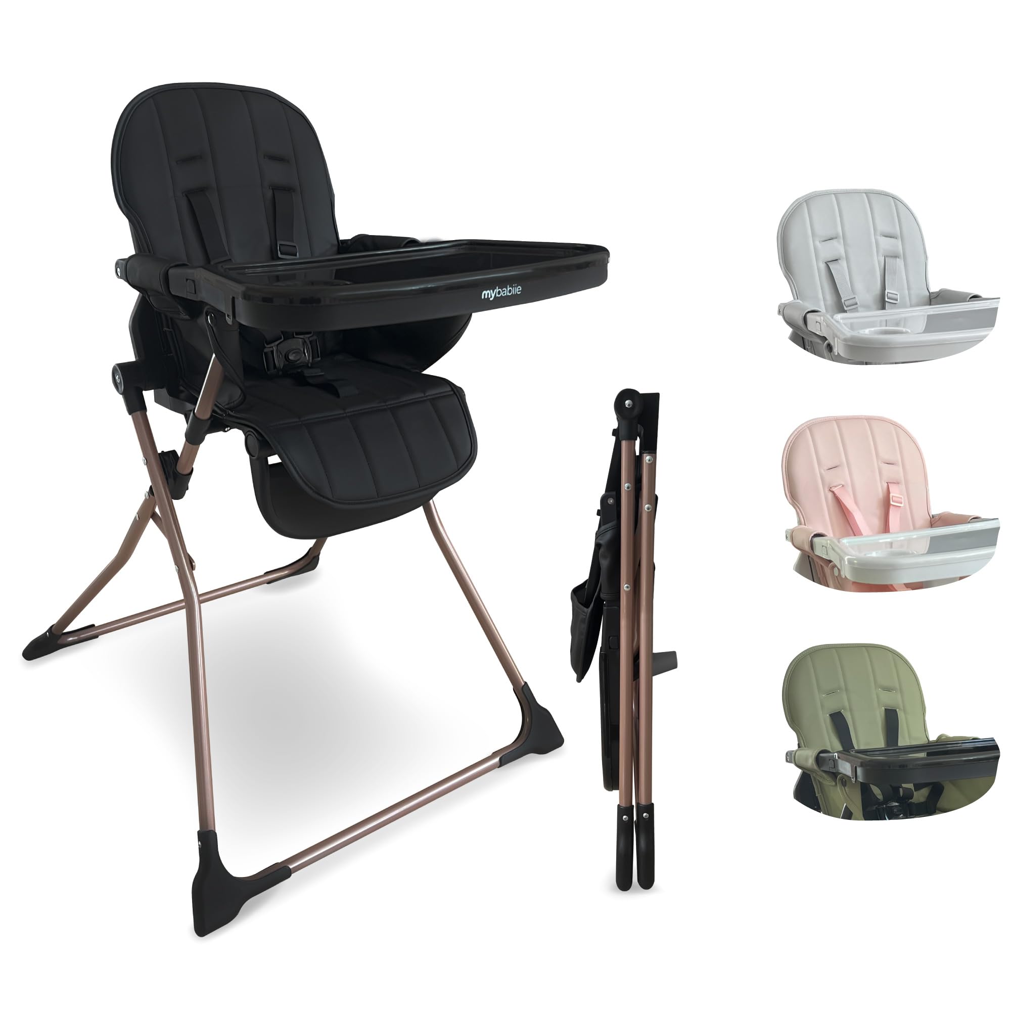 My Babiie MBHC2 Compact Folding Toddler Highchair – Rose Gold Black