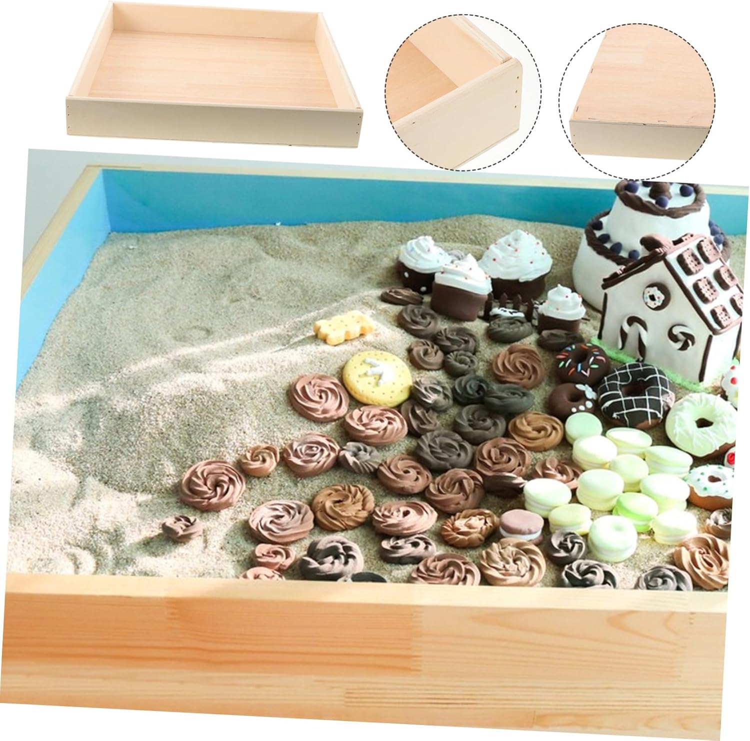 BESTonZON Boy Girl Wooden Sandbox Activities Compact Sand Tray for Engaging Playtime Safe Material for Sensory Fun