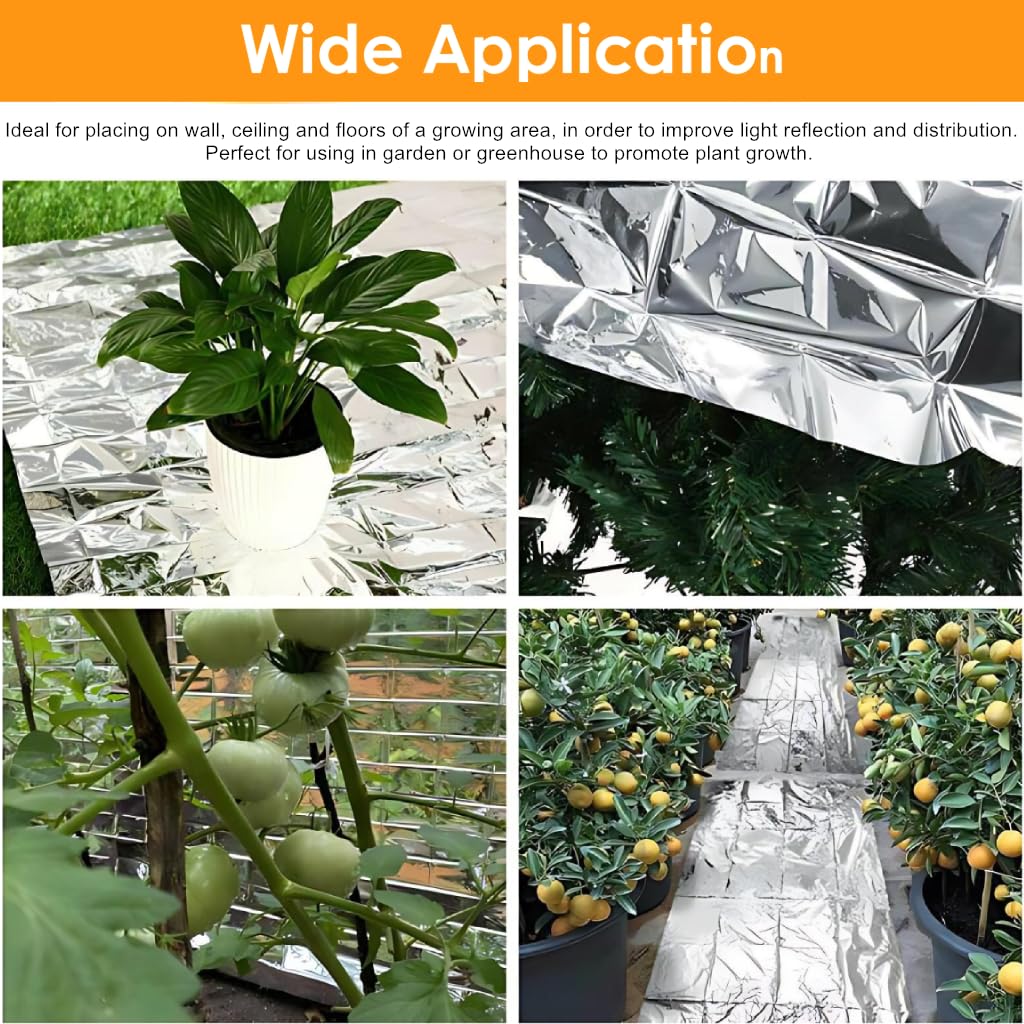 Film réfléchissant de Plante en Argent 2Pcs, Feuille de Couverture réfléchissante à Effet de Serre à Effet de Serre plantant des raccords 210 * 120cm