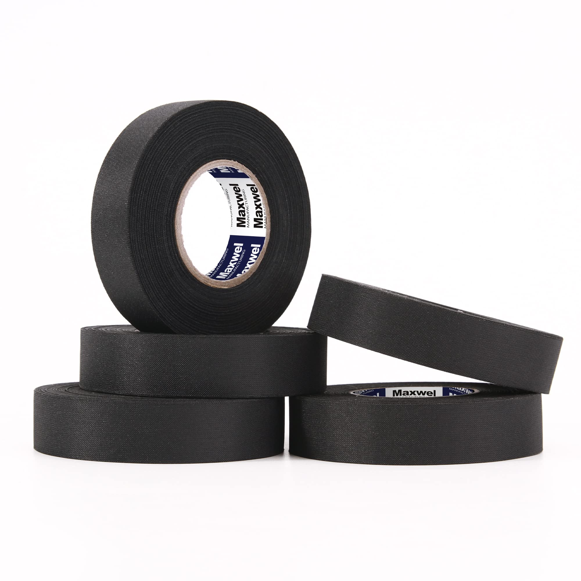 Maxwel Manufacturing Wire Harness Automotive Cloth Tape - 5 Rolls Strong Flexibility High Abrasion Resistance Adhesive Force Heavy Duty Wire Harness