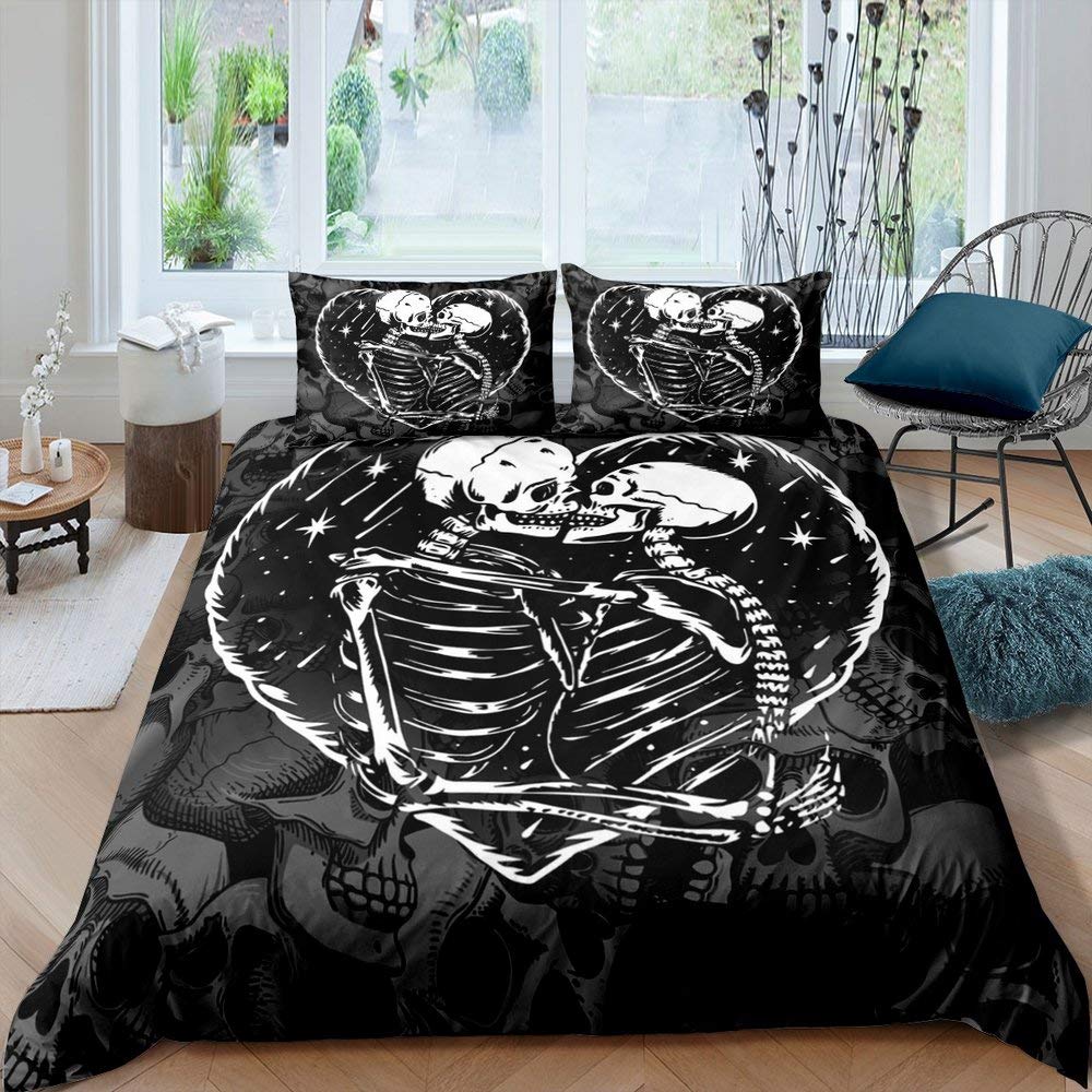 Linge de lit crâne housse de couette décorative pour couple mode