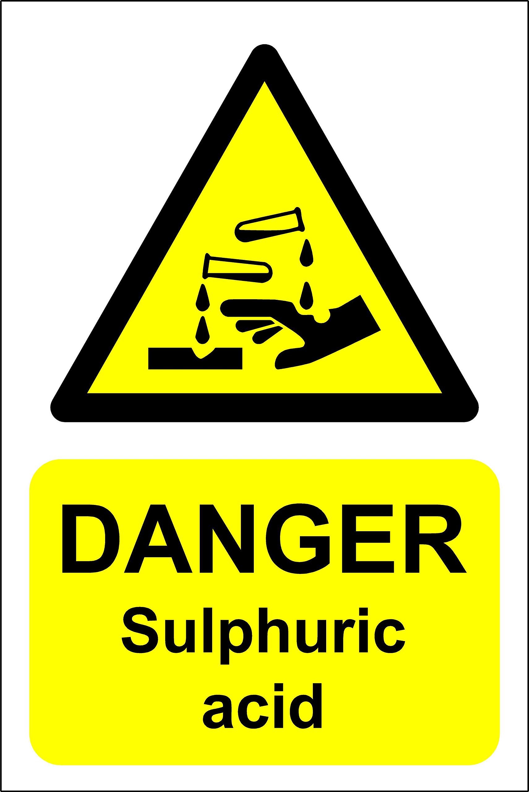 Kpcm Display Ltd Danger Sulphuric Acid Safety Sign - 3Mm Aluminium Sign 300Mm X 200Mm