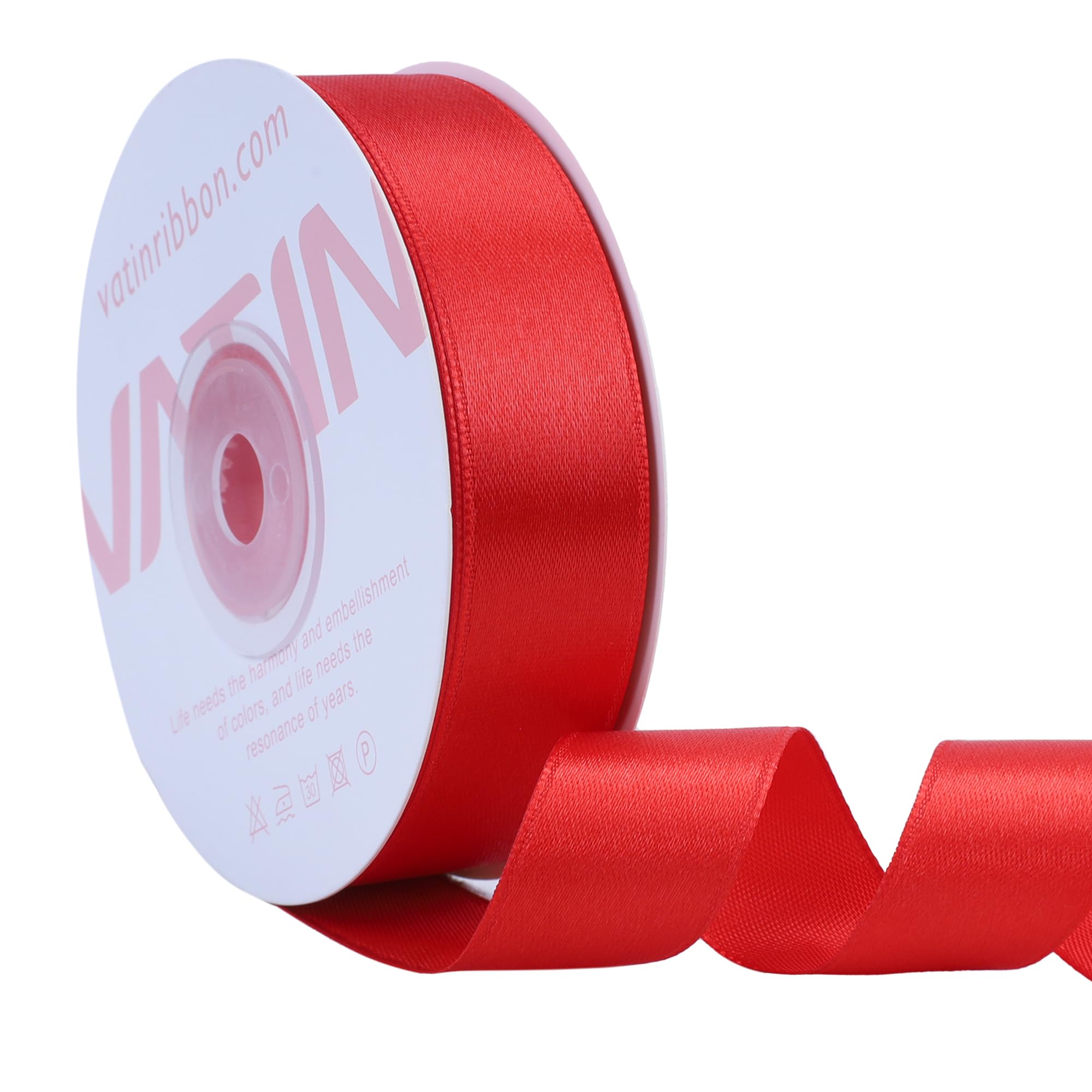 VATIN Red Satin Ribbon Polyester 20mm X 23m(25 Yards) Craft Fabric Ribbon Perfect for Gift Wrapping,Hair Bow,Party Balloon Trimming