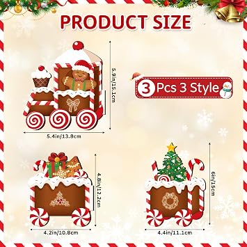 Christmas Gingerbread Decor Wooden Gingerbread Train Table Centerpieces Christmas Tiered Tray Decor Farmhouse Office Tabletop Decor(Gingerbread Man Pattern)