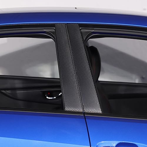 Miniatura 6 de Calcomanía negra de fibra de carbono con textura de pilar central, compatible con Subaru WRX 2022 2023, adhesivo lateral de carrocería de automóvil,