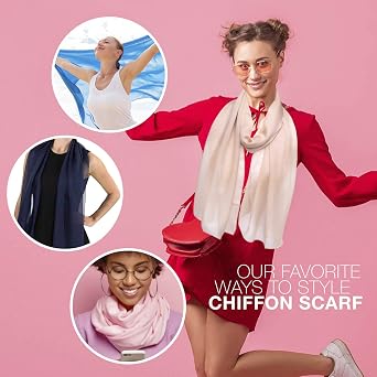 Basic Sense Silky Chiffon Scarf for Women, Sheer Head Scarf Neck Wrap