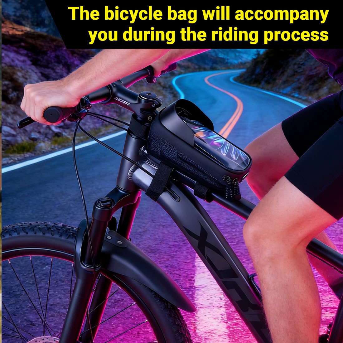 Borsa Bici Telaio Sgancio Rapido, Borsa Bici Telaio Impermeabile, con Visiera Parasole, orta Telefono Bici Portabilità, Borsello Bici Touchscreen per Smartphone Fino a 6,8'', Accessori Bici MTB