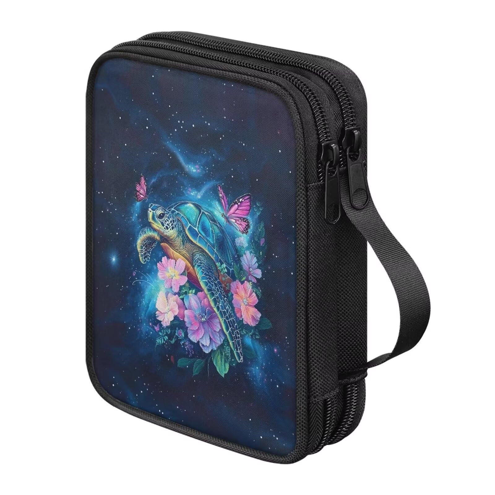 Uorisanigo Crochet Hook Holder Case with Handle Sea Turtle Crochet Hook Storage Case Empty for Circular Knitting Needles Portable Crochet Travel Bag